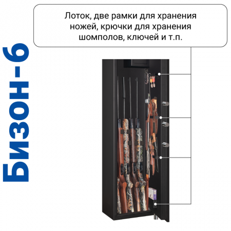 Оружейный сейф GunSafe Бизон-6 Черный